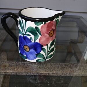 Celeste Vibrant Floral Ceramic Pitcher - Black, Blue, Pink, Green